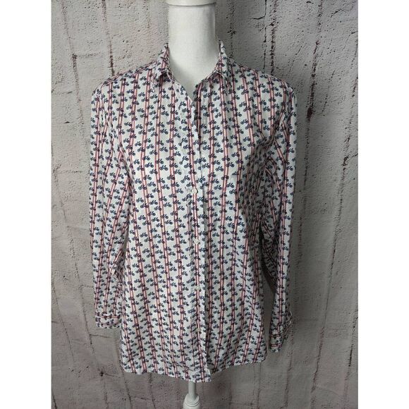 Grayson Tops - Grayson The Hero Striped Bicycle Pattern Long Sleeve Button Down Top 4 L Large